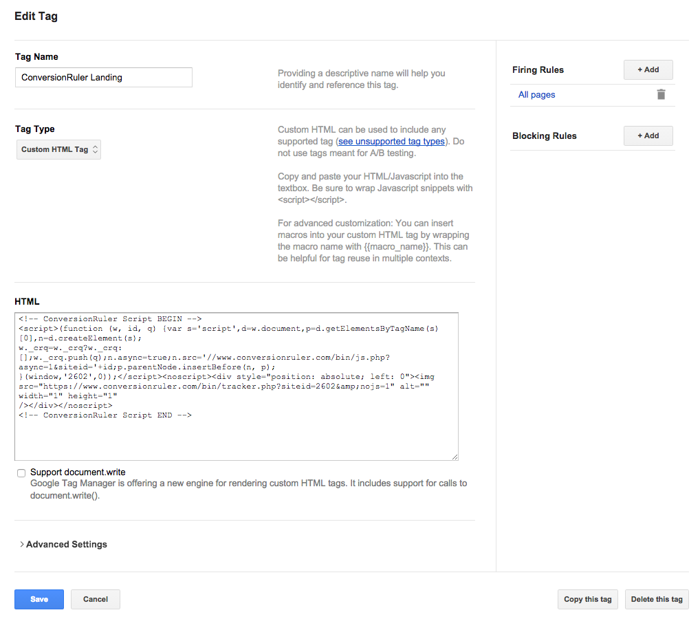 Google Tag Manager new tag interface