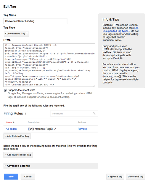 Google Tag Manager new tag interface